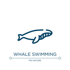 Whale swimming icon. Linear vector illustration from free animals collection. Outline whale swimming icon vector. Thin line symbol for use on web and mobile apps, logo, print media.