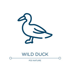 Wild duck icon. Linear vector illustration from free animals collection. Outline wild duck icon vector. Thin line symbol for use on web and mobile apps, logo, print media.