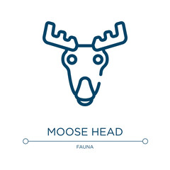 Moose head icon. Linear vector illustration from fauna collection. Outline moose head icon vector. Thin line symbol for use on web and mobile apps, logo, print media.