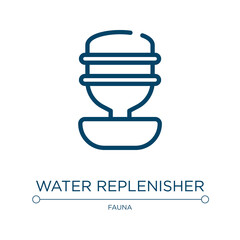 Water replenisher icon. Linear vector illustration from pet shop lineal collection. Outline water replenisher icon vector. Thin line symbol for use on web and mobile apps, logo, print media.