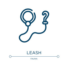 Leash icon. Linear vector illustration from pet shop lineal collection. Outline leash icon vector. Thin line symbol for use on web and mobile apps, logo, print media.
