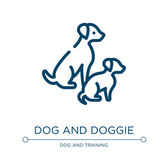Dog and doggie icon. Linear vector illustration from dog and training collection. Outline dog and doggie icon vector. Thin line symbol for use on web and mobile apps, logo, print media.