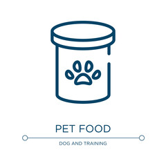 Pet food icon. Linear vector illustration from pet lovers collection. Outline pet food icon vector. Thin line symbol for use on web and mobile apps, logo, print media.