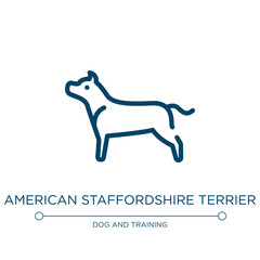 American staffordshire terrier icon. Linear vector illustration from dog breeds fullbody collection. Outline american staffordshire terrier icon vector. Thin line symbol for use on web and mobile