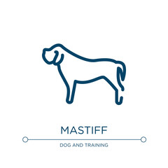 Mastiff icon. Linear vector illustration from dog breeds fullbody collection. Outline mastiff icon vector. Thin line symbol for use on web and mobile apps, logo, print media.