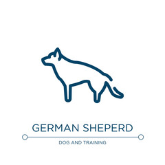 German sheperd icon. Linear vector illustration from dog breeds fullbody collection. Outline german sheperd icon vector. Thin line symbol for use on web and mobile apps, logo, print media.