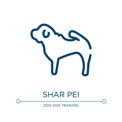 Shar pei icon. Linear vector illustration from dog breeds fullbody collection. Outline shar pei icon vector. Thin line symbol for use on web and mobile apps, logo, print media.