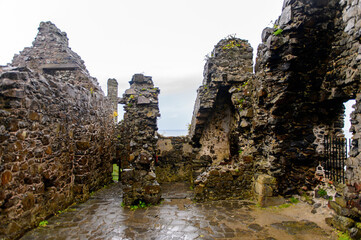 Fototapeta na wymiar Close view of the Dunluce Castle, a medieval castle in Northern Ireland.