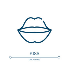 Kiss icon. Linear vector illustration from beauty collection. Outline kiss icon vector. Thin line symbol for use on web and mobile apps, logo, print media.