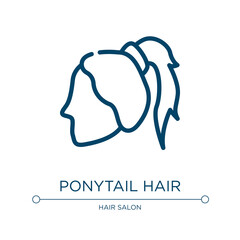 Ponytail hair icon. Linear vector illustration from hair salon collection. Outline ponytail hair icon vector. Thin line symbol for use on web and mobile apps, logo, print media.