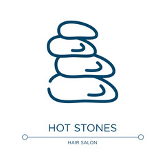 Hot stones icon. Linear vector illustration from sauna collection. Outline hot stones icon vector. Thin line symbol for use on web and mobile apps, logo, print media.