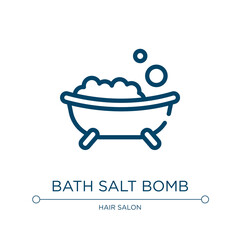 Naklejka premium Bath salt bomb icon. Linear vector illustration from spa and yoga collection. Outline bath salt bomb icon vector. Thin line symbol for use on web and mobile apps, logo, print media.