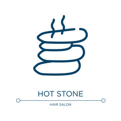 Hot stone icon. Linear vector illustration from spa and yoga collection. Outline hot stone icon vector. Thin line symbol for use on web and mobile apps, logo, print media.