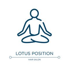 Lotus position icon. Linear vector illustration from spa collection. Outline lotus position icon vector. Thin line symbol for use on web and mobile apps, logo, print media.
