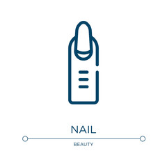 Nail icon. Linear vector illustration from beauty and spa collection. Outline nail icon vector. Thin line symbol for use on web and mobile apps, logo, print media.