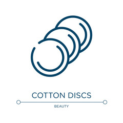 Cotton discs icon. Linear vector illustration from make up collection. Outline cotton discs icon vector. Thin line symbol for use on web and mobile apps, logo, print media.
