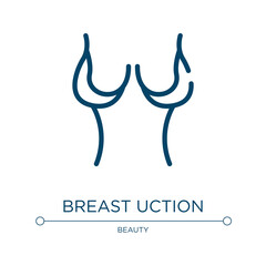 Breast reduction icon. Linear vector illustration from plastic surgery collection. Outline breast reduction icon vector. Thin line symbol for use on web and mobile apps, logo, print media.