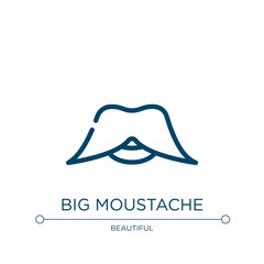 Big moustache icon. Linear vector illustration from beauty salon collection. Outline big moustache icon vector. Thin line symbol for use on web and mobile apps, logo, print media.