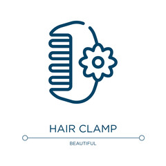 Fototapeta premium Hair clamp icon. Linear vector illustration from pretty collection. Outline hair clamp icon vector. Thin line symbol for use on web and mobile apps, logo, print media.