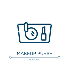 Makeup purse icon. Linear vector illustration from beauty kit collection. Outline makeup purse icon vector. Thin line symbol for use on web and mobile apps, logo, print media.
