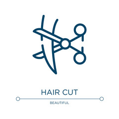 Hair cut icon. Linear vector illustration from hairdressing collection. Outline hair cut icon vector. Thin line symbol for use on web and mobile apps, logo, print media.