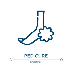 Pedicure icon. Linear vector illustration from beauty & spa collection. Outline pedicure icon vector. Thin line symbol for use on web and mobile apps, logo, print media.