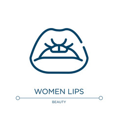 Women lips icon. Linear vector illustration from beauty collection. Outline women lips icon vector. Thin line symbol for use on web and mobile apps, logo, print media.