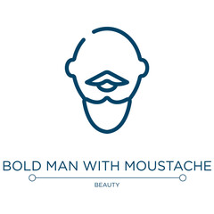 Bold man with moustache icon. Linear vector illustration from beauty collection. Outline bold man with moustache icon vector. Thin line symbol for use on web and mobile apps, logo, print media.