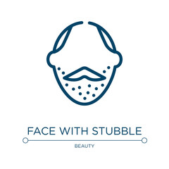 Face with stubble icon. Linear vector illustration from beauty collection. Outline face with stubble icon vector. Thin line symbol for use on web and mobile apps, logo, print media.