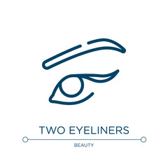 Two eyeliners icon. Linear vector illustration from beauty collection. Outline two eyeliners icon vector. Thin line symbol for use on web and mobile apps, logo, print media.
