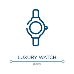 Fototapeta na wymiar Luxury watch icon. Linear vector illustration from beautiful collection. Outline luxury watch icon vector. Thin line symbol for use on web and mobile apps, logo, print media.