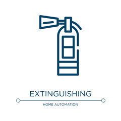 Fototapeta premium Extinguishing icon. Linear vector illustration from home automation collection. Outline extinguishing icon vector. Thin line symbol for use on web and mobile apps, logo, print media.