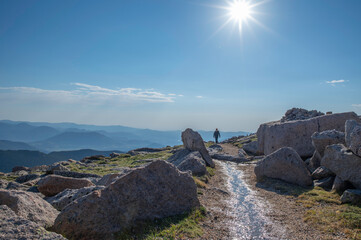 Fototapeta premium Hiking on high a high elevation trail