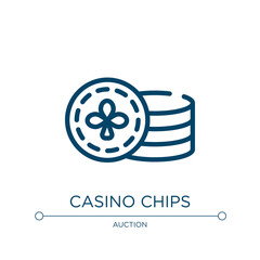 Casino chips icon. Linear vector illustration from economy collection. Outline casino chips icon vector. Thin line symbol for use on web and mobile apps, logo, print media.
