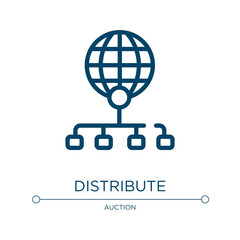 Distribute icon. Linear vector illustration from cryptocurrency collection. Outline distribute icon vector. Thin line symbol for use on web and mobile apps, logo, print media.