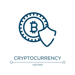 Cryptocurrency icon. Linear vector illustration from cryptocurrency collection. Outline cryptocurrency icon vector. Thin line symbol for use on web and mobile apps, logo, print media.