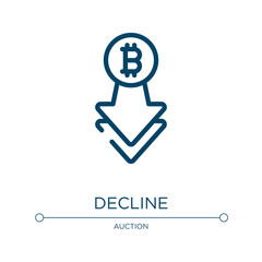 Decline icon. Linear vector illustration from bitcoins cryptocurrency collection. Outline decline icon vector. Thin line symbol for use on web and mobile apps, logo, print media.
