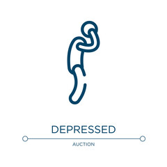 Depressed icon. Linear vector illustration from jobless collection. Outline depressed icon vector. Thin line symbol for use on web and mobile apps, logo, print media.