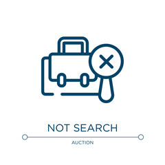Not search icon. Linear vector illustration from jobless collection. Outline not search icon vector. Thin line symbol for use on web and mobile apps, logo, print media.