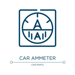Car ammeter icon. Linear vector illustration from car parts collection. Outline car ammeter icon vector. Thin line symbol for use on web and mobile apps, logo, print media.