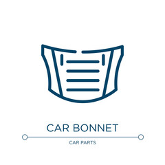 Car bonnet icon. Linear vector illustration from car parts collection. Outline car bonnet icon vector. Thin line symbol for use on web and mobile apps, logo, print media.