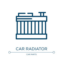Car radiator icon. Linear vector illustration from car parts collection. Outline car radiator icon vector. Thin line symbol for use on web and mobile apps, logo, print media.