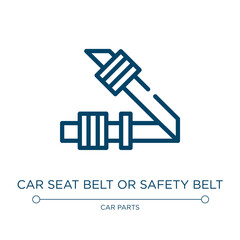 Car seat belt or safety belt icon. Linear vector illustration from car parts collection. Outline car seat belt or safety belt icon vector. Thin line symbol for use on web and mobile apps, logo, print