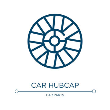 Car hubcap icon. Linear vector illustration from car parts collection. Outline car hubcap icon vector. Thin line symbol for use on web and mobile apps, logo, print media.