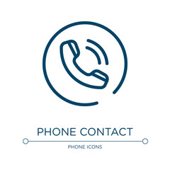 Phone contact icon. Linear vector illustration from phone icons collection. Outline phone contact icon vector. Thin line symbol for use on web and mobile apps, logo, print media.