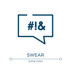 Swear icon. Linear vector illustration from messages communication collection. Outline swear icon vector. Thin line symbol for use on web and mobile apps, logo, print media.