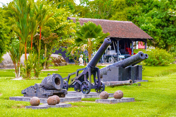 Cannons monuments in Suriname, South America