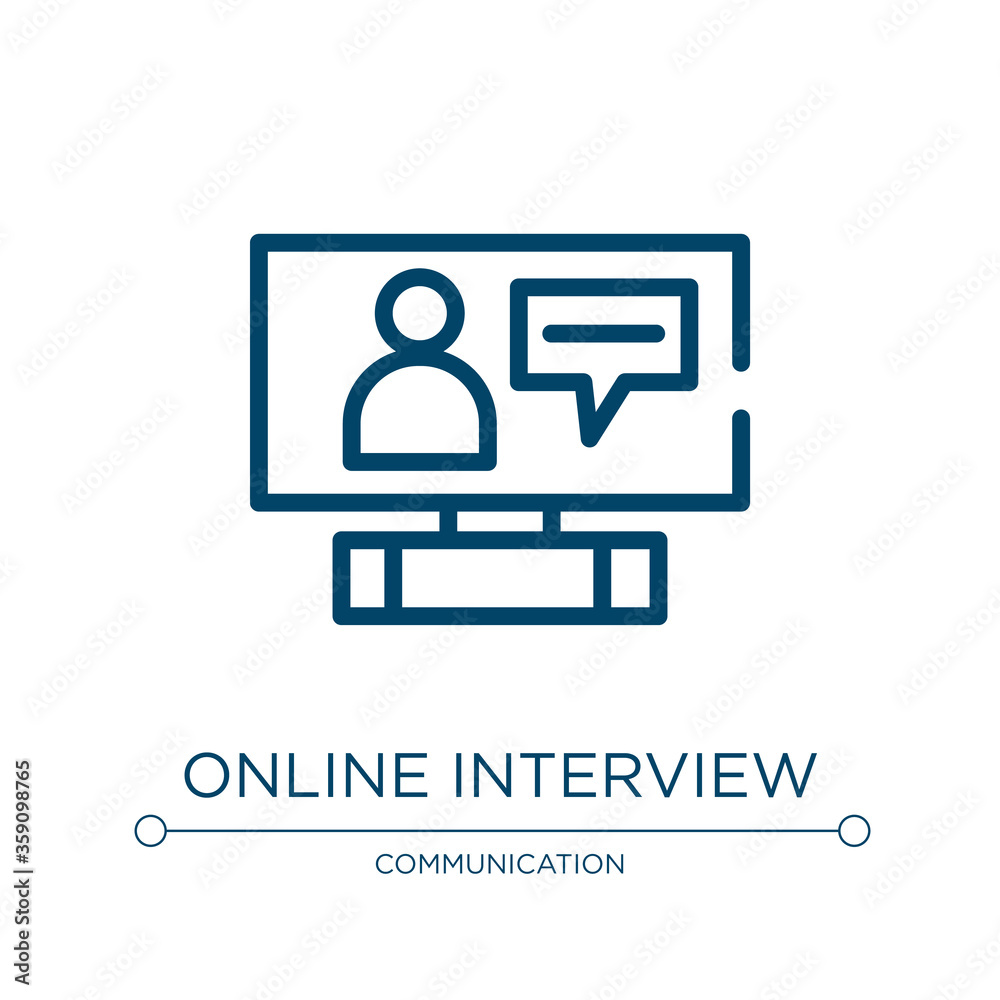 Poster online interview icon. linear vector illustration from interview collection. outline online intervie