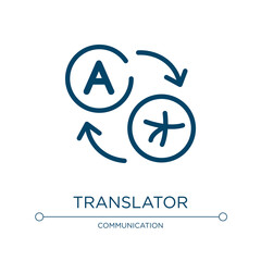 Translator icon. Linear vector illustration from communition collection. Outline translator icon vector. Thin line symbol for use on web and mobile apps, logo, print media.