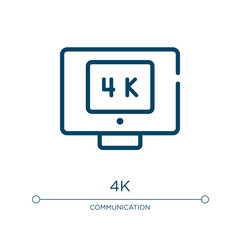 4k icon. Linear vector illustration from television collection. Outline 4k icon vector. Thin line symbol for use on web and mobile apps, logo, print media.